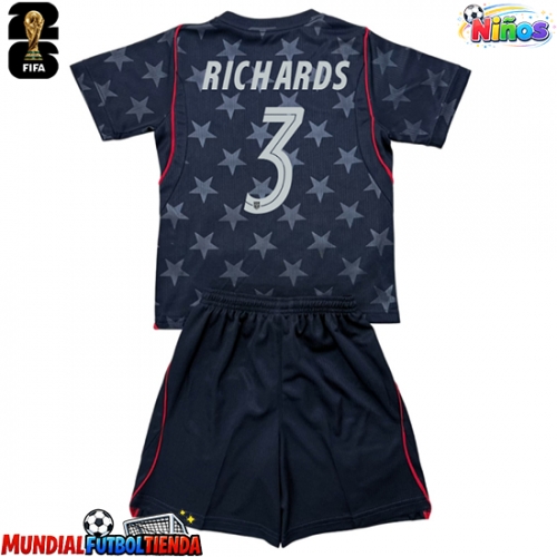 Camiseta Estados Unidos Chris Richards #3 Segunda Equipación Replica Mundial 2026 para niños mangas cortas (+ Pantalones cortos)